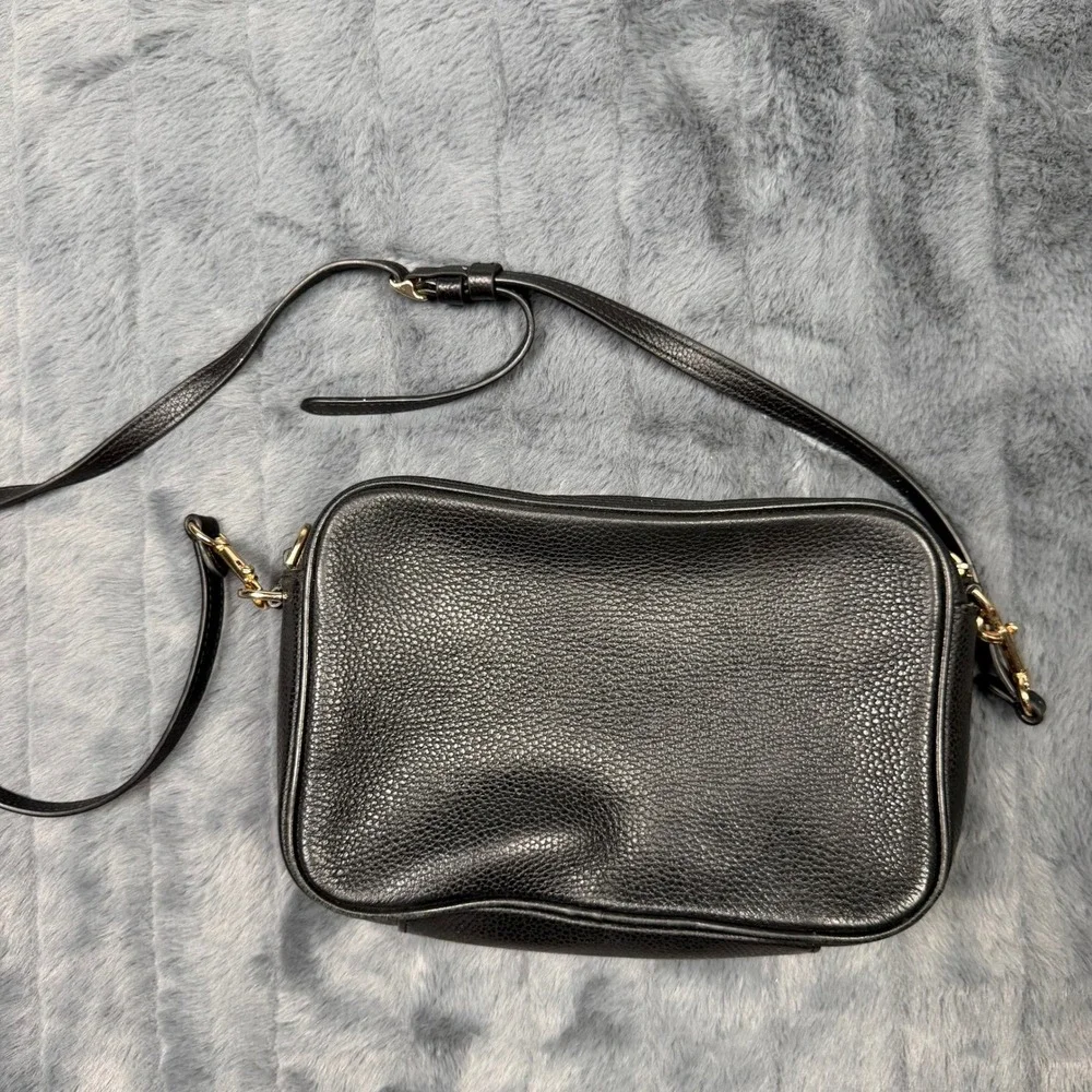 Michael Kors Jet Set East West Crossbody Bag Black Pebbled Leather Gold Hardware
